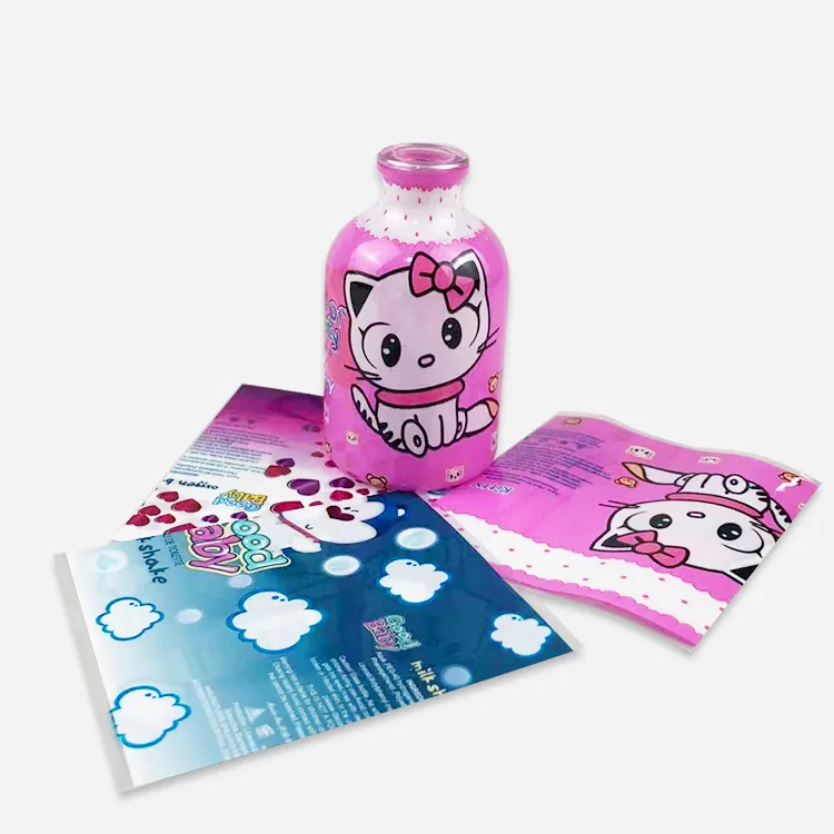 Aangepaste Krimpkous Label Krimpfolie Etiket Voor Water Drank Sap Fles Sticker Afdrukken