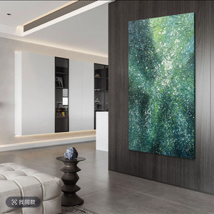 Xingman's New Emerald Abstract Oil <b>Painting</b> Green Hand Painted Textured Art Modern Wall Hanging <b>For</b> Living Room Bathroom - Product Image 2