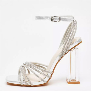 Sandalias de Verano para <span class=keywords><strong>Mujer</strong></span>, Nuevas con Tacón de Cristal, Plataforma Mediana, Tiras Cruzadas, Elegantes y con Punta en Pico - Product Image 3