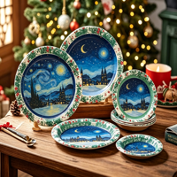 Assiettes en papier haut de gamme jetables, design élégant, rondes, pour la maison, les fêtes, les hôtels et les restaurants, livraison gratuite 15