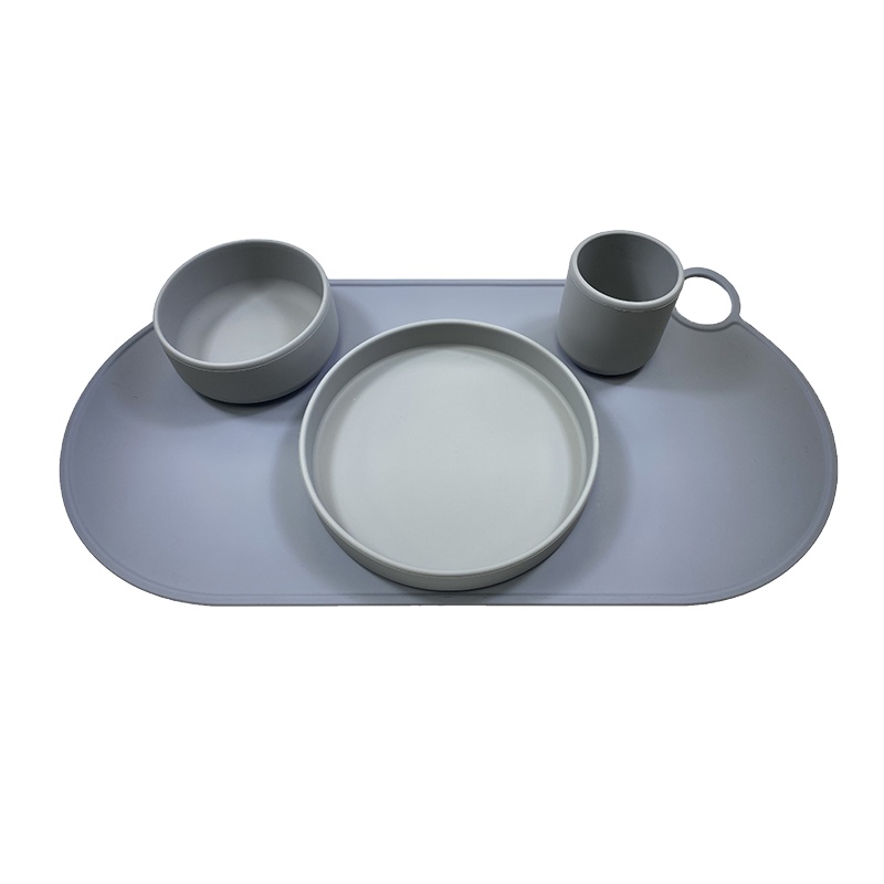 Оптовая продажа, посуда, 4 шт., детская тарелка, чашка, термостойкая Нетоксичная безопасная силиконовая детская чашка, набор для кормления