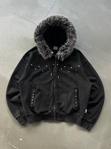 Sudadera con Capucha de Felpa con Capucha de Piel Sintética, Estilo Vintage, Talla Grande, para Hombre, con Cuello Desmontable y Cremallera - Product Image 4