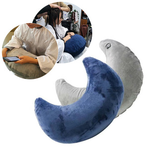 Coussin de salon de coiffure en polaire, housse amovible et lavable, bleu-gris, pour soins des ongles et séchage des cheveux - Product Image 1