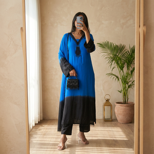 Vestido Rojo de Mujer, Estilo Francés, de Crepé de Seda, con Bordado y Cuentas, Corte Regular, Largo hasta el Tobillo, Modesto, para Boda o Fiesta, Elástico y Reversible - Product Image 1