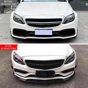 Lèvre de pare-chocs avant et arrière en fibre de carbone pour Mercedes C63s PM 2017, état neuf, découpes pour feux antibrouillard, installation par vis, ajustement universel - Product Image 2
