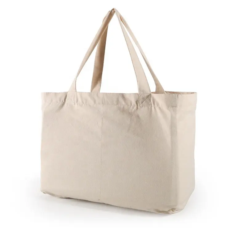 Grand sac fourre-tout en toile de coton biologique avec logo imprimé sur mesure Sac d'épicerie réutilisable écologique