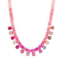 Collier bohème à perles, pendentif en zircon dégradé de pierres naturelles aux tons dopamine pour femmes