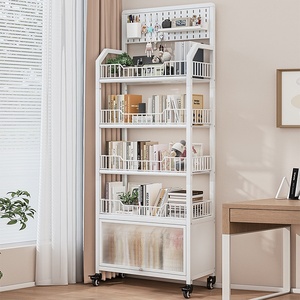 Étagère murale autoportante en métal de style bibliothèque, mobile et multifonctionnelle, au design nordique pour cuisine et salle de bain - Product Image 4
