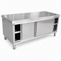Table de préparation en acier inoxydable sur mesure pour cuisine commerciale de restaurant avec armoire de rangement coulissante simple et double