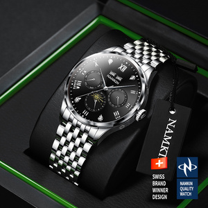 Montre mécanique automatique NAMKIN, bracelet en acier inoxydable, boîtier rond de 42 mm, cristal saphir, cadran analogique, montre de luxe pour homme - Product Image 1