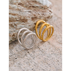Jinyue 014 taglia 6 7 8 9 all'ingrosso Design personalizzato da donna anelli gioielli in acciaio inossidabile triplo anello da dito intrecciato - Product Image 3