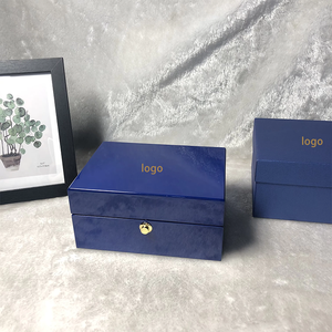 Custom <b>Watch</b> Box Wooden <b>Watch</b> <b>Case</b> Blue Gift Packaging Display Box with Logo for Wristwatch Retail - Product Image 5