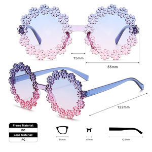 <span class=keywords><strong>Gafas</strong></span> de Sol Infantiles al por Mayor, Transparentes, con Marco Redondo KidOC, Diseño Floral, Modernas, Lindas, para Niñas y Bebés - Product Image 3
