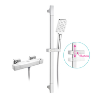 Européenne De Luxe Robinet Thermostatique de Douche Carrée Coulissante Barre à 3 Spray Pomme De douche À Main