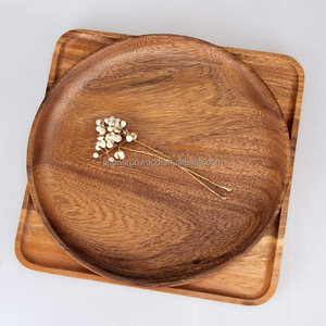 Acacia Wood Dinner <strong>Plates</strong> 10inch Round Acacia Wood <strong>Plate</strong> Set Easy Cleaning Lightweight for Dishes Snack Dessert - Product Image 5