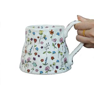 Creative Flower Ceramic <b>Mug</b> High <b>Large</b> Capacity Coffee Cup Water Cup Office Breakfast Cup Handmade Striped Durable - Product Image 6