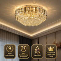 Lustre de plafond rond en cristal gris fumé contemporain JYLIGHTING, luminaire de plafond LED de luxe pour chambre et spa