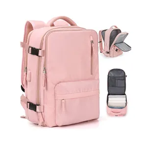 Mochila deportiva de poliéster rosa con múltiples compartimentos, morral deportivo de gran capacidad, impermeable, para viaje escolar con zapatos