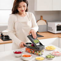 Hachoir à légumes 16 en 1, trancheuse manuelle multifonctionnelle, coupe-légumes avec lames en acier inoxydable pour kit de découpe en dés de cuisine