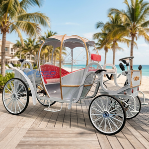 Charrette de Cendrillon blanche personnalisable, chariot royal à chenilles, accessoires de mariage, décoration de table de fête, thème citrouille royale - Product Image 1