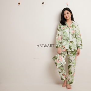 Indian Handmade 100% Cotton Elegant Floral Printed Breathable Pajamas Set Comfy Night Suit <b>Bridesmaids</b> Sizes 5XL - Product Image 1