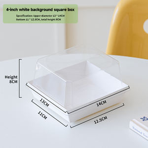 Cubierta transparente de PET de 4 pulgadas de cartón para repostería, caja para rebanadas de <span class=keywords><strong>pastel</strong></span>, embalaje desechable, tiramisú cuadrado, Transportadores para llevar, postre, panadería - Product Image 3