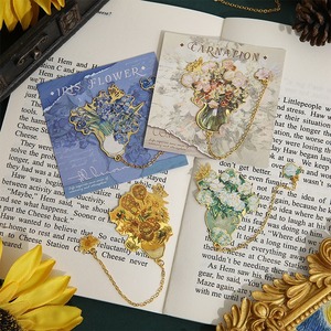 ชุดภาษาดอกไม้ที่เงียบสงบทองเหลืองที่สวยงามที่คั่นหนังสือที่คั่นหนังสือย้อนยุคคุณค่าสูงอุปกรณ์การเรียนของครูสำนักงาน - Product Image 2