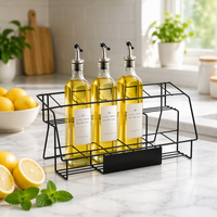 Étagère à condiments verticale en fer de style nordique à double niveau, idéale pour l'exposition d'huiles essentielles, de thé, de bière et de bouteilles de sirop