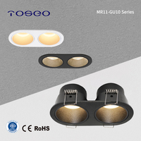 Downlight double tête en aluminium moulé sous pression IP20 MR11 GU10, dimensions de découpe : 103*52mm, ampoule avant remplaçable