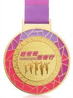 Custom Foundation Honor Medal Gold Sandblasted Embossed Logo Zinc Alloy Durable Laser Engraved Volunteer Award Medal Purple
