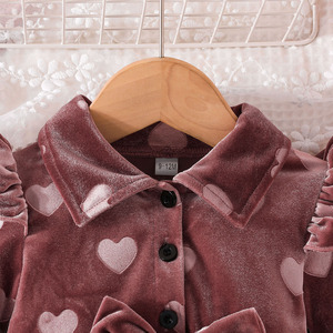 ชุดเดรสยาวสำหรับเด็กผู้หญิง ลายพิมพ์กำมะหยี่ แต่งผ้าตาข่าย ประดับกระดุม สำหรับงานปาร์ตี้ แฟชั่นฤดูใบไม้ร่วงและฤดูหนาว - Product Image 4