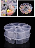 8 compartiments en plastique transparent rond artisanat gemme perles affichage mallette de rangement boîte organisateur conteneur diviseur boîte à bijoux boîte à coudre