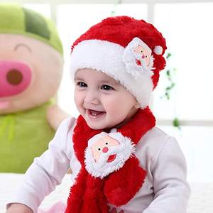 Velours Peluche Infant Santa Xmas Cap Écharpe Bébé Chapeaux de Noël pour <span class=keywords><strong>Nouveau</strong></span>-<span class=keywords><strong>Né</strong></span> Bébé Tobbler - Product Image 2