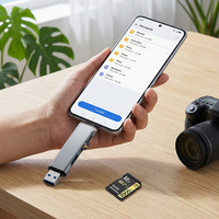 Lecteur de carte externe en alliage d'aluminium USB 3.0 Type-C pour iPhone 17, compatible TF/SD, double usage téléphone portable et ordinateur