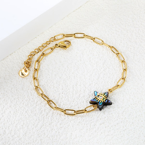Star Shape Zinc Alloy Bracelet With <b>Abalone</b> <b>Shell</b> Inlay For Gift Fashion Jewelry - Product Image 1