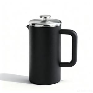 Cafetière à piston en acier inoxydable écologique, <span class=keywords><strong>design</strong></span> moderne, double paroi, acier inoxydable noir mat, isolation sous vide - Product Image 3