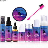 Wanmei Dissolvant de colle, Spray de fusion de dentelle, Gel de contrôle des bords brillant et fixant, Kit d'installation de perruques, Adhésif pour perruques en dentelle, Outils de coiffure
