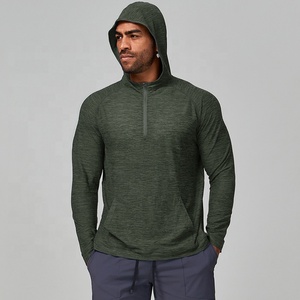Hombres cuarto de cremallera de secado rápido entrenamiento Fitness correr gimnasio entrenamiento ropa deportiva Tops manga larga pulóver Sudadera con capucha - Product Image 5