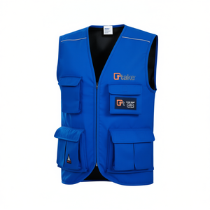 Gilet d'été multi-poches Ttake bleu XL, gilet de travail utilitaire - Product Image 2