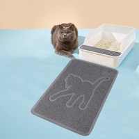 Tapis de nettoyage pliable en PVC écologique pour chiens, chats et petits animaux, antidérapant, gris, lavable à la main, style dessin animé, pour aliments pour animaux de compagnie