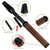 Bâtonnet Inhalateur d'Aromathérapie en Bois de Noyer Argenté, Rose, Débit d'Air Réglable, Embout Plat, Rechargeable, Huile Essentielle, Soulagement du Stress, Vente en Gros