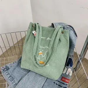 Toptan yeni Trend moda düğmesi omuz özel kadın kadife Tote çanta