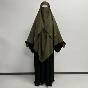 Khimar musulman 2 couches pour l'Aïd et le Ramadan, avec attache arrière, foulard de prière islamique, cordon avant, cape Nida - Product Image 4