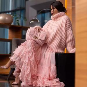 Pull doux à col haut pour femmes en gros Offre Spéciale couleur unie XS taille chaud confortable hauts respirant - Product Image 5