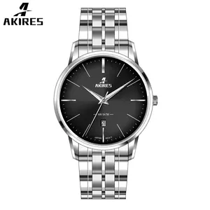 Classique Vintage minimaliste japon Movt boîtier en acier inoxydable dos luxe affaires professionnel montres personnalisées pour hommes montre à Quartz