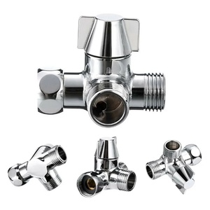 Válvula de 3 vías de 1/2 pulgada para rociador de bidé de inodoro portátil, adaptador en T de latón cromado para manguera de bidé, válvula desviadora de cierre - Product Image 4