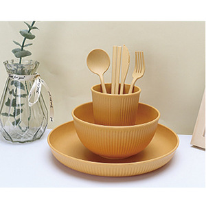 28 buah <span class=keywords><strong>Set</strong></span> alat makan sedotan gandum, piring tidak dapat dipakai ulang, mangkuk, cangkir dan alat makan <span class=keywords><strong>Set</strong></span> untuk 4, Microwave dan aman untuk mesin cuci piring - Product Image 1