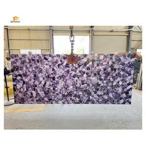 Dalle d'onyx de <span class=keywords><strong>fluorite</strong></span> violette translucide, dalle de quartz en cristal <span class=keywords><strong>violet</strong></span> de pierre semi-précieuse - Product Image 3