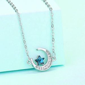Merryshine 925 sterling silver delle donne della ragazza mezza falce di <span class=keywords><strong>luna</strong></span> e stella pendente della <span class=keywords><strong>collana</strong></span> - Product Image 5
