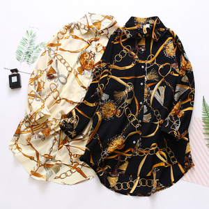 Camicette da <span class=keywords><strong>Donna</strong></span> con Stampa a Catena Camicie da Ufficio <span class=keywords><strong>Lunghe</strong></span> ed Eleganti Design in Chiffon Camicia a <span class=keywords><strong>Maniche</strong></span> <span class=keywords><strong>Lunghe</strong></span> con Protezione Solare Abbigliamento di Lusso Autunnale da <span class=keywords><strong>Donna</strong></span> Top - Product Image 4